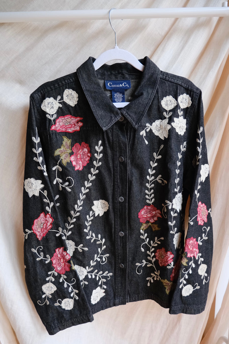 Embroidered Denim Jacket - M