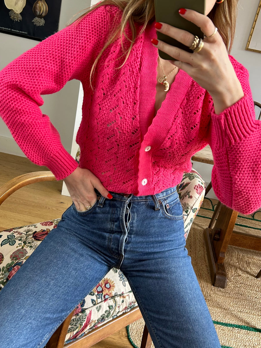 Pink Knit Cardigan - S