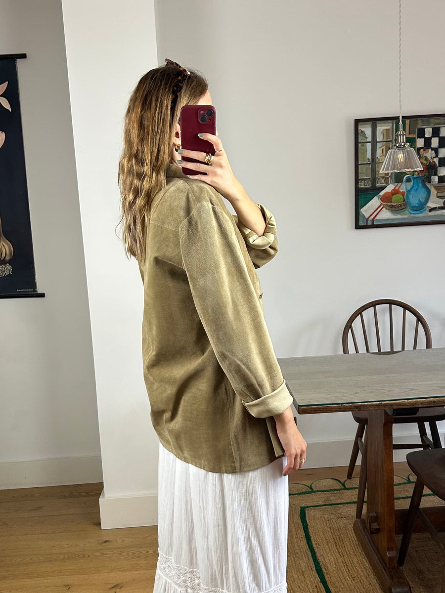Brown Suede Shacket - M