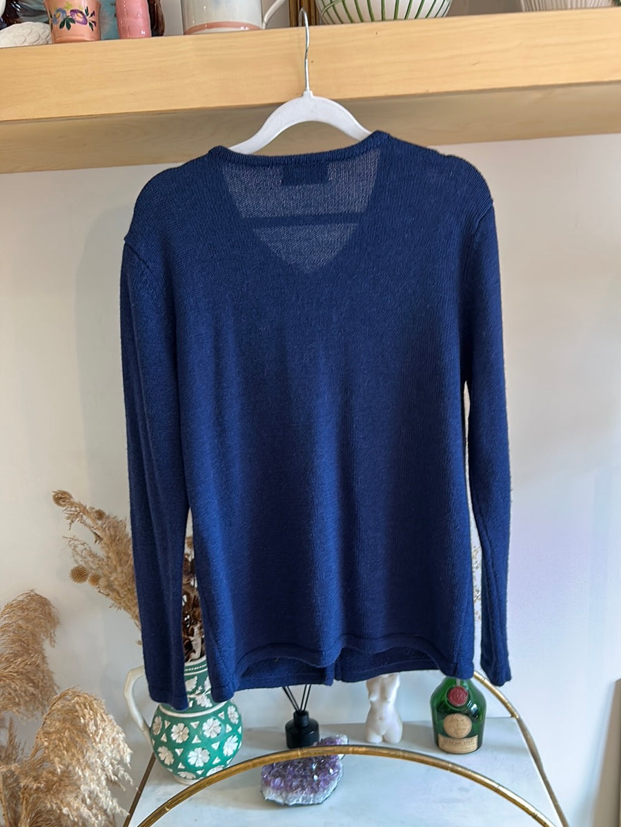 Bobble & Floral Knit Cardigan - M