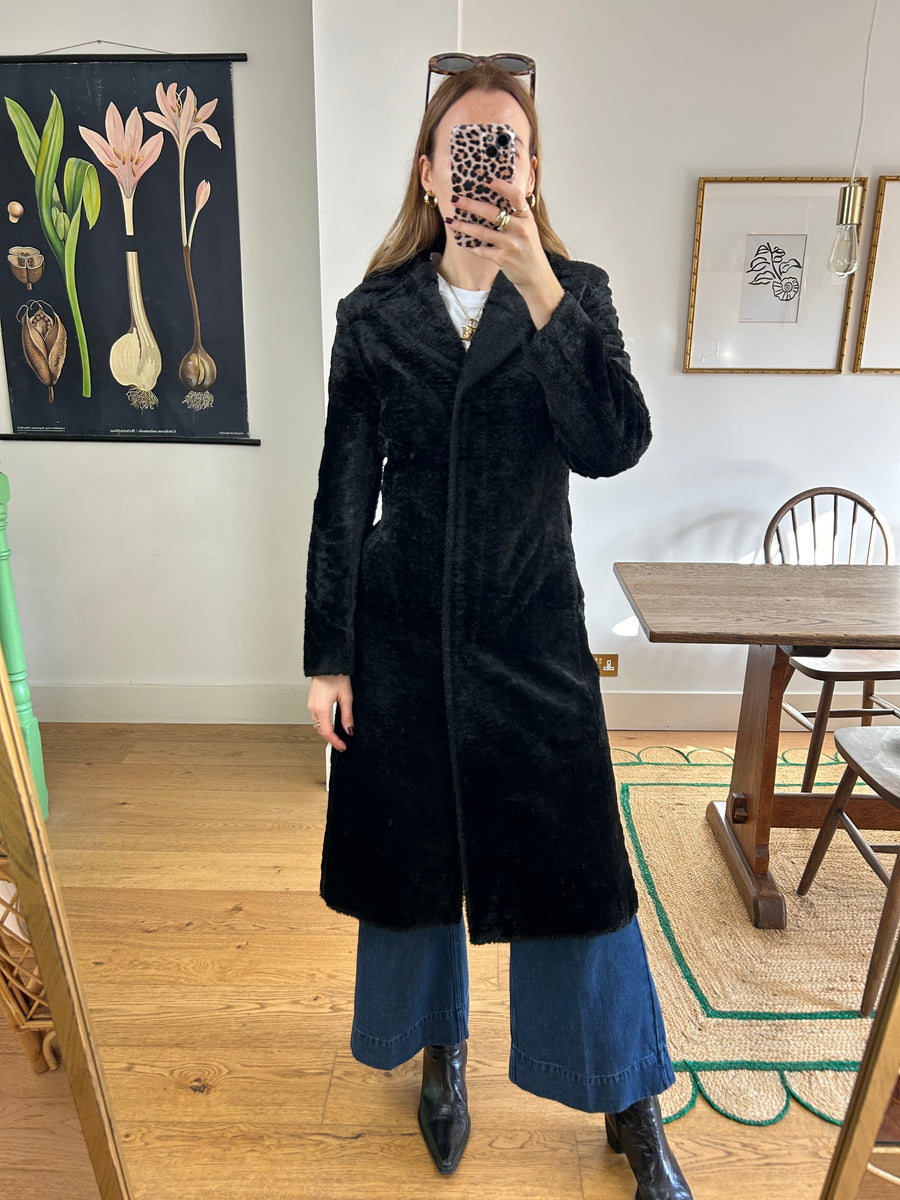 Black Faux Fur Coat - XS/S