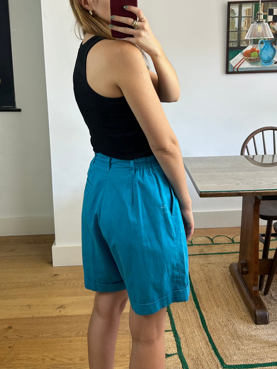 Blue High-Waisted Shorts - UK 8/10