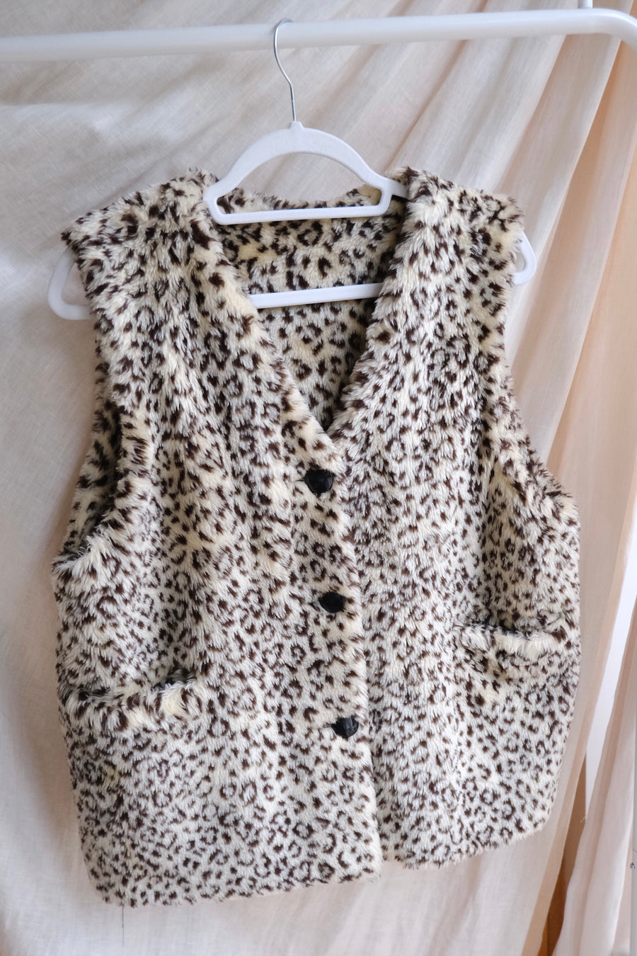 Leopard Faux Fur Gilet - M