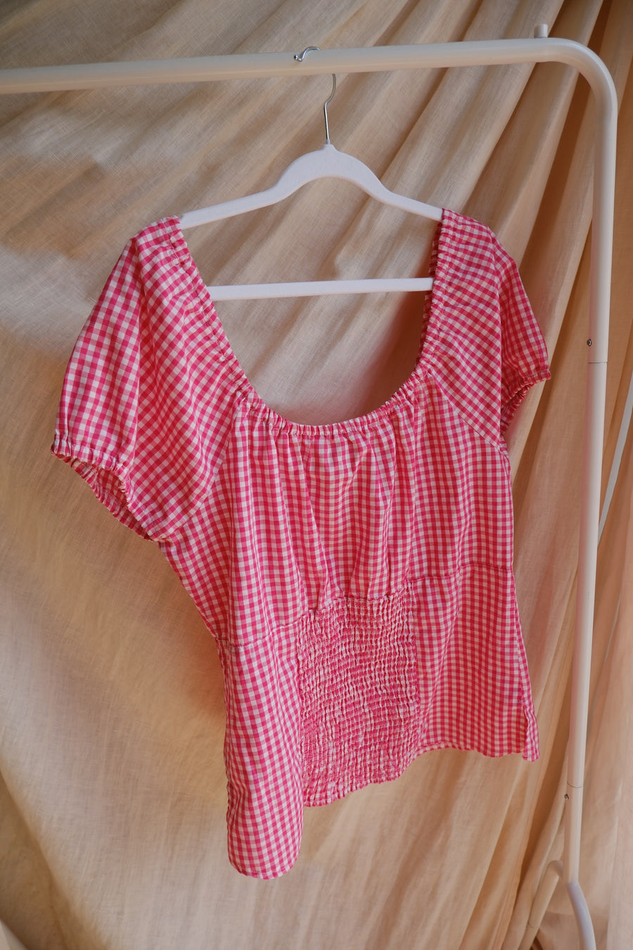 Pink Gingham Top - M