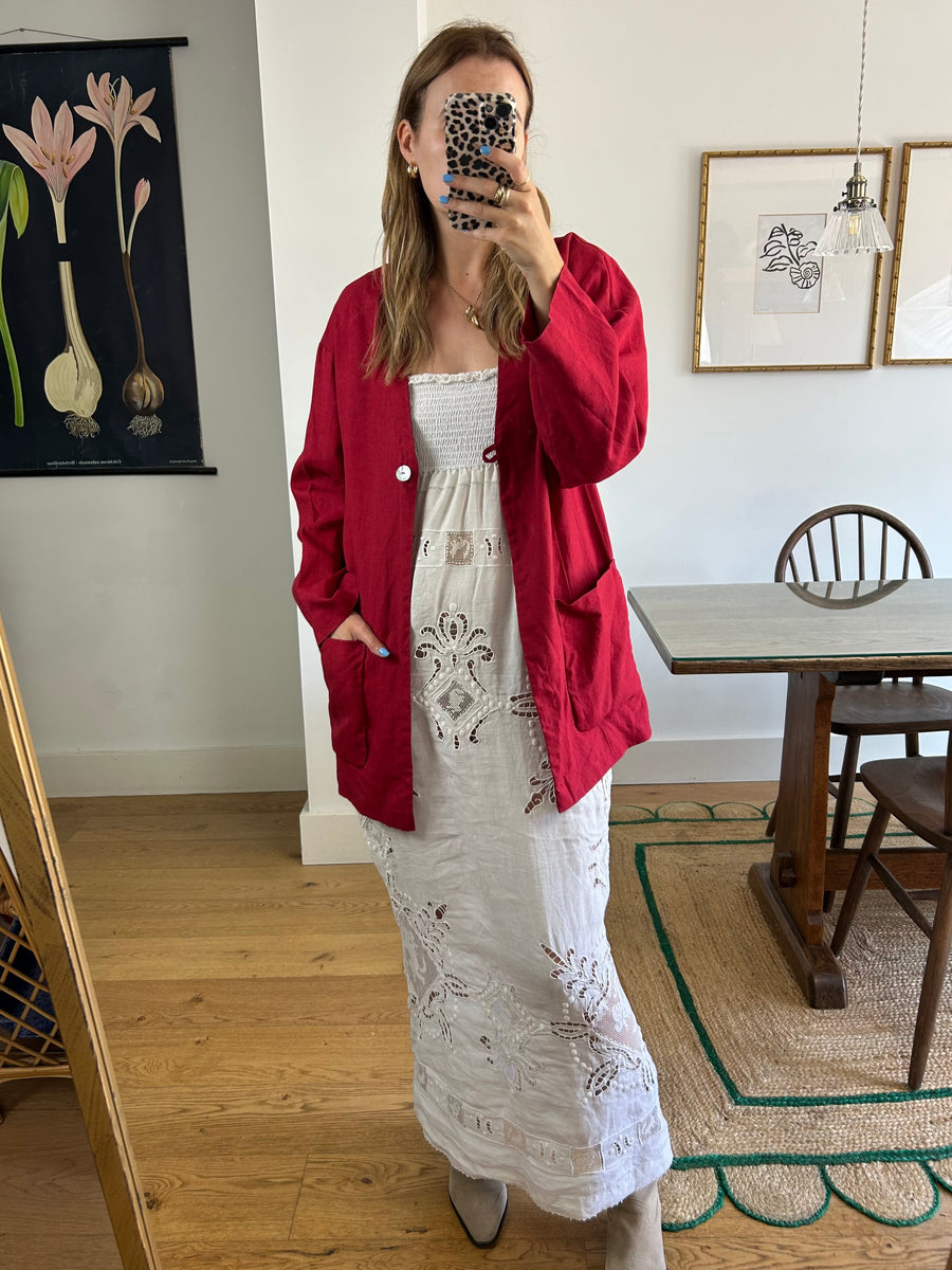 Red Linen Jacket - M