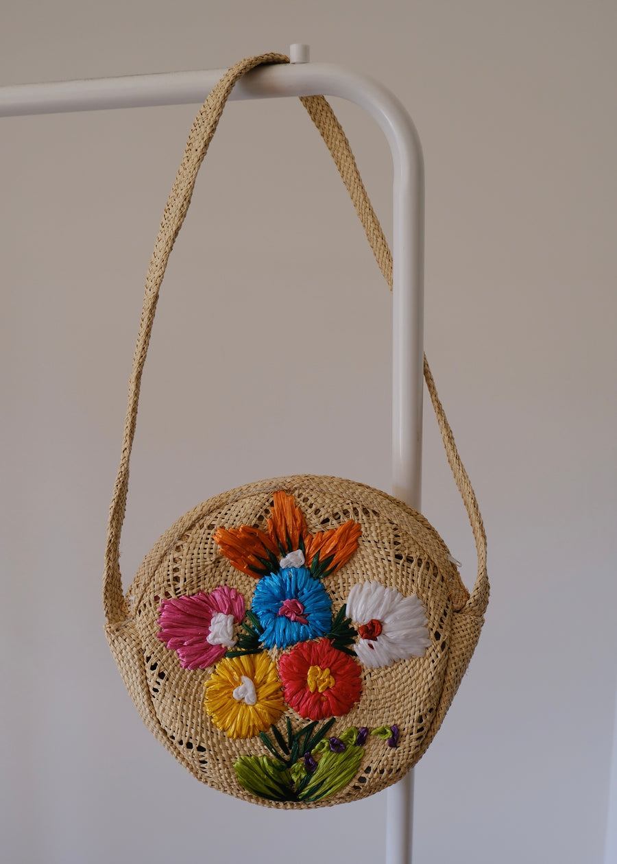 Embroidered Straw Bag