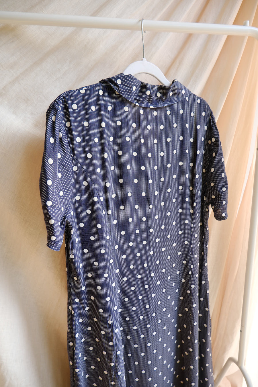 Navy Polkadot Dress - UK 12