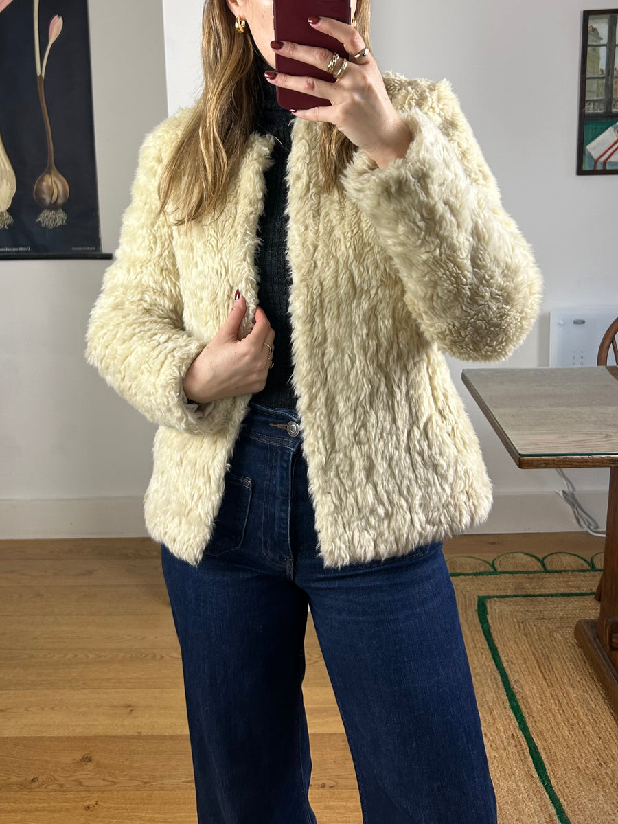 Faux Sheepskin Coat - S