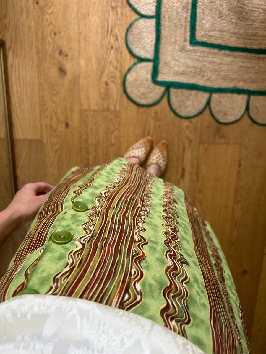 Green & Brown Wrap Skirt - UK 10