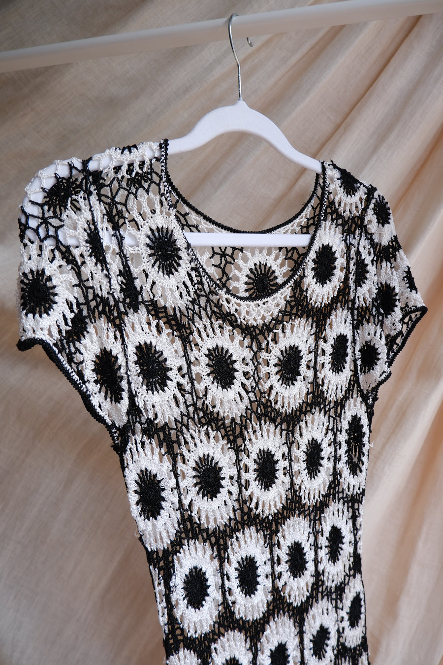 Monochrome Crochet Dress - UK 8/10