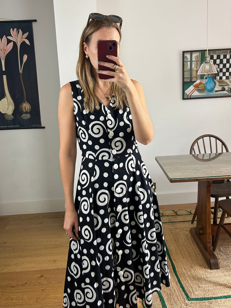 Monochrome Swirl Dress - UK 10
