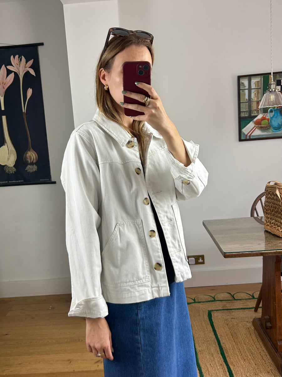 White Denim Jacket - S/M