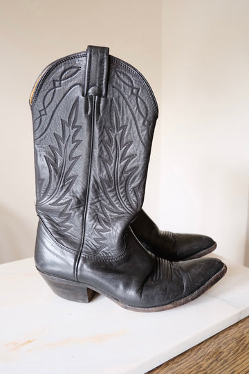 Black Cowboy Boots - UK 4