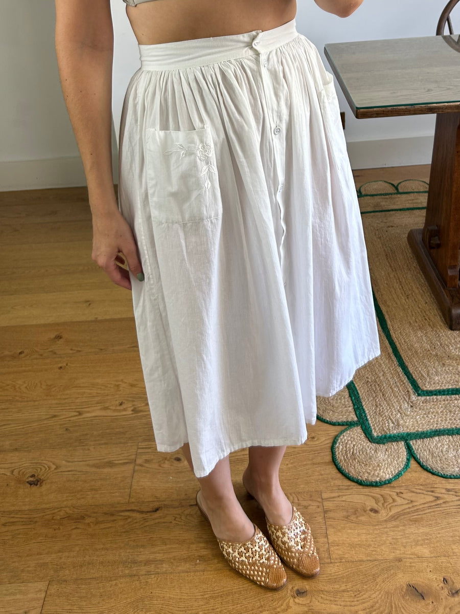 White Cotton Skirt - UK 8