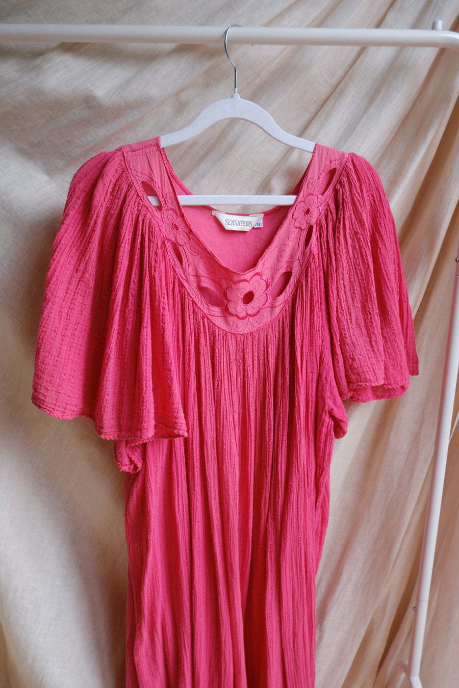 Pink Cotton Maxi Dress - UK 10-14
