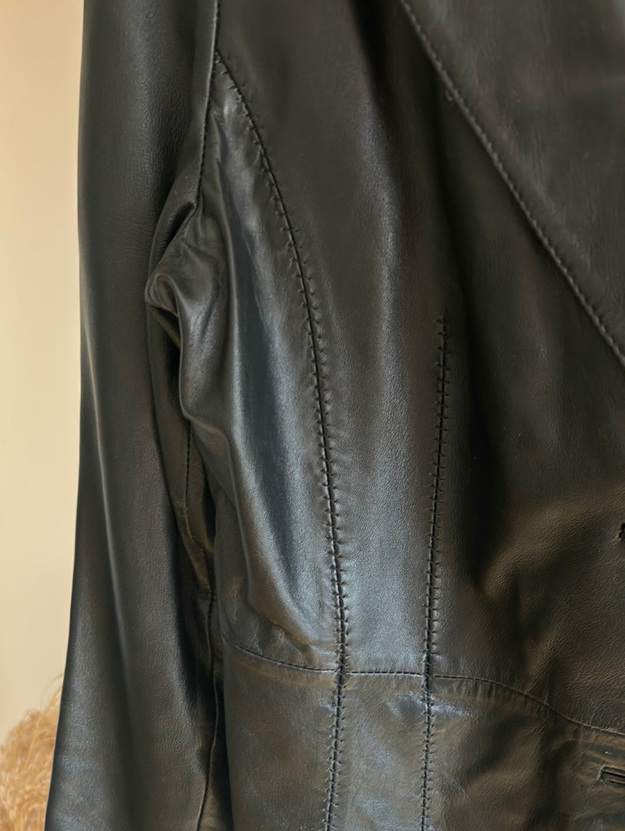 Black Leather Blazer - M