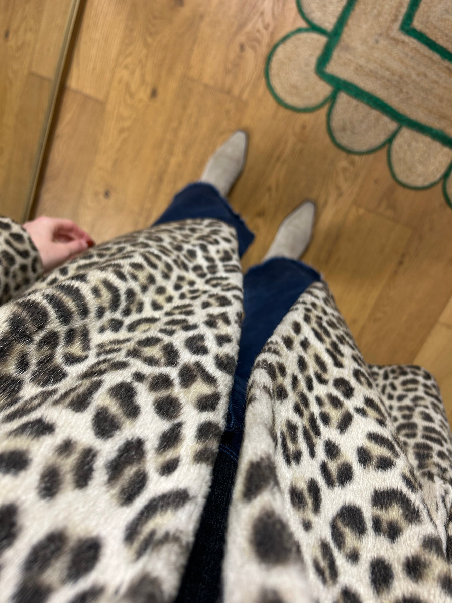 Leopard Faux Fur Coat - M