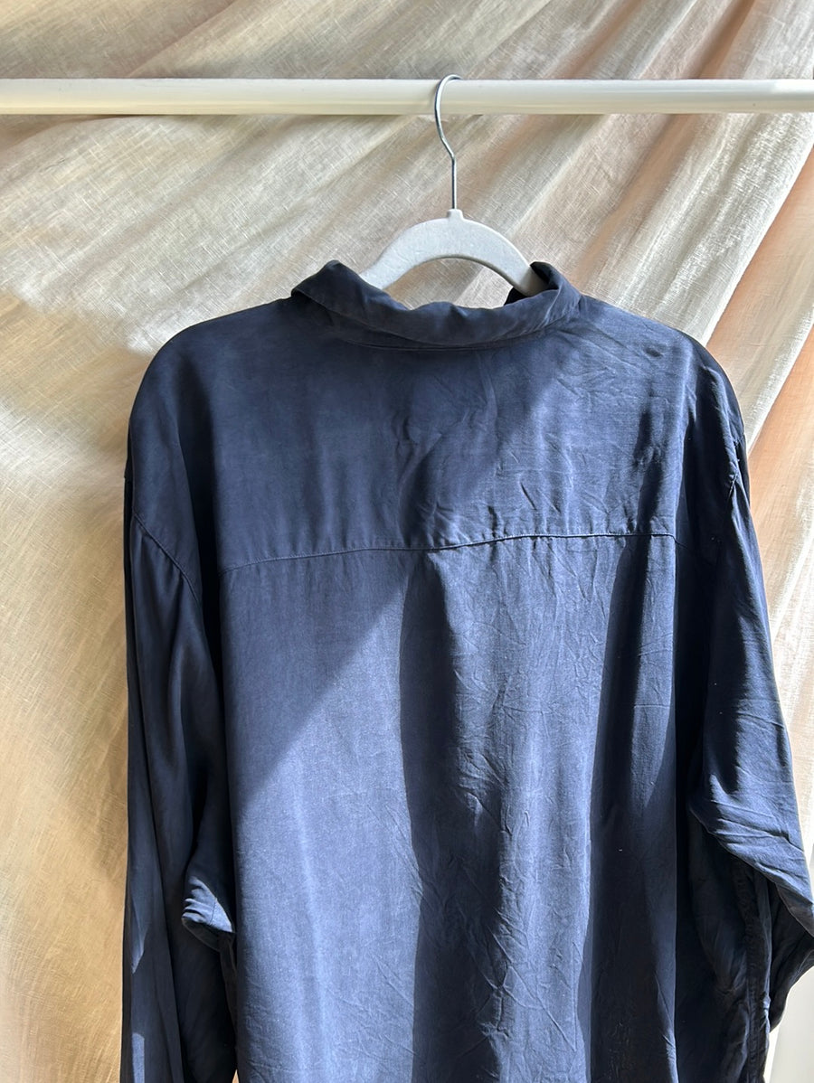 Navy Silk Shirt - L