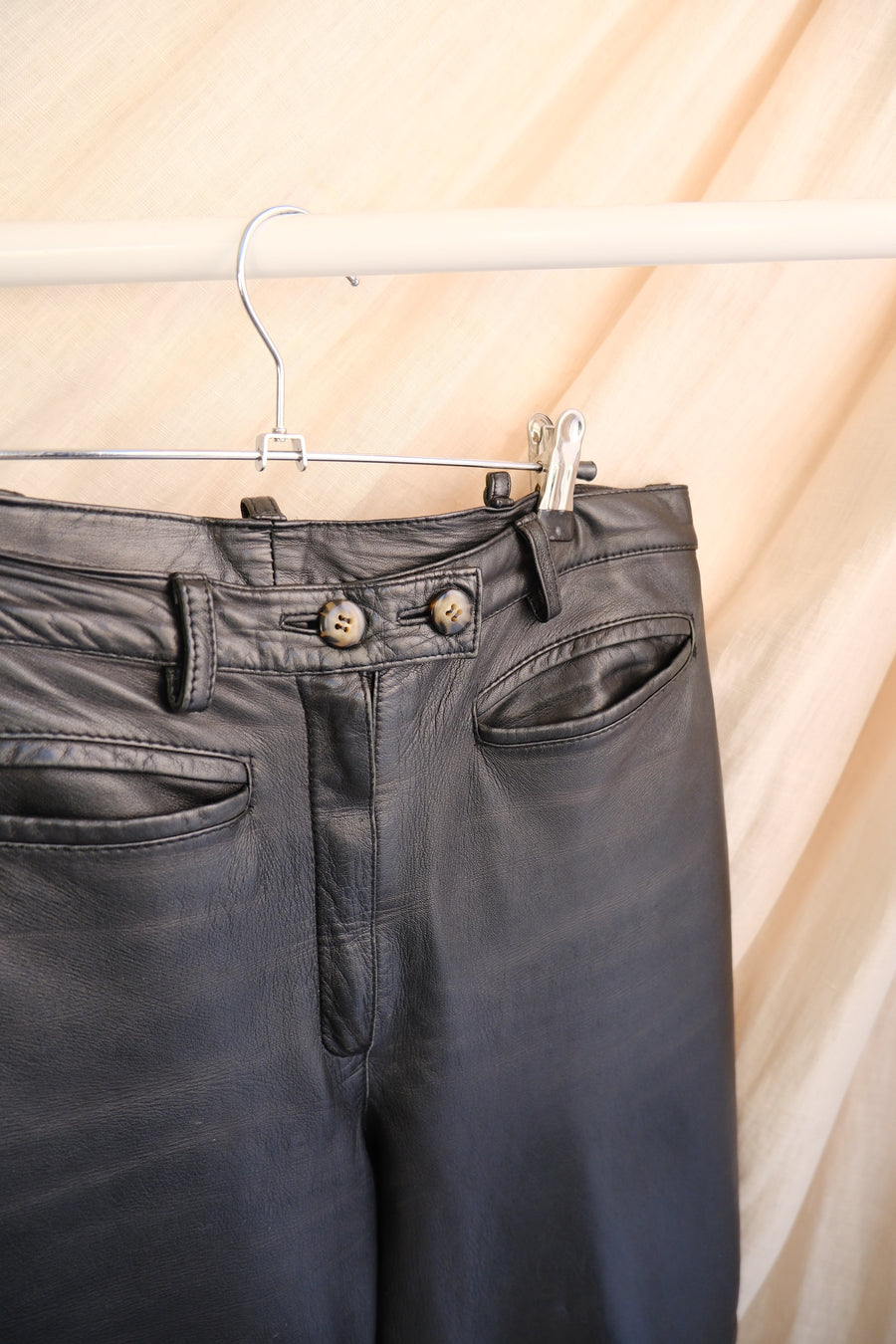 High Waisted Leather Trousers - UK 12