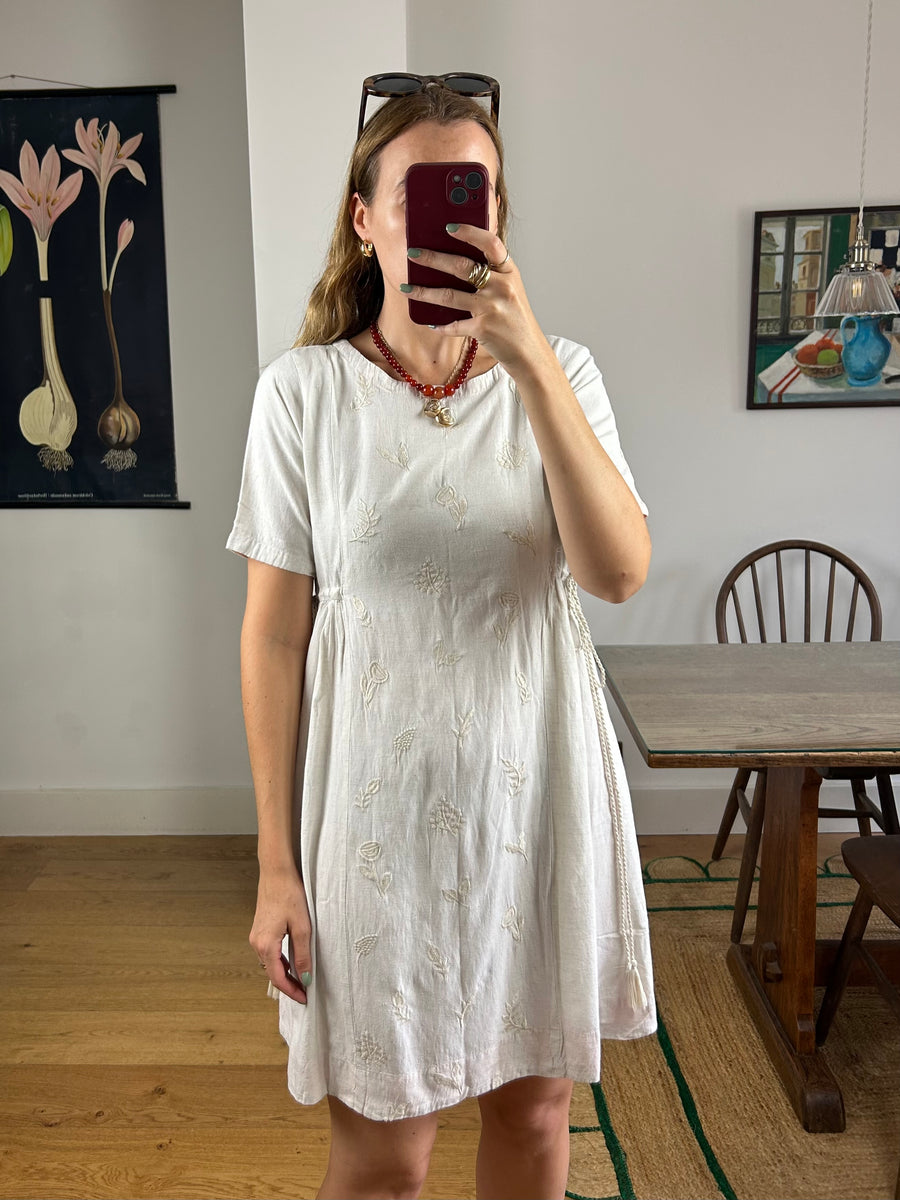 Embroidered Smock Dress - UK 10-14