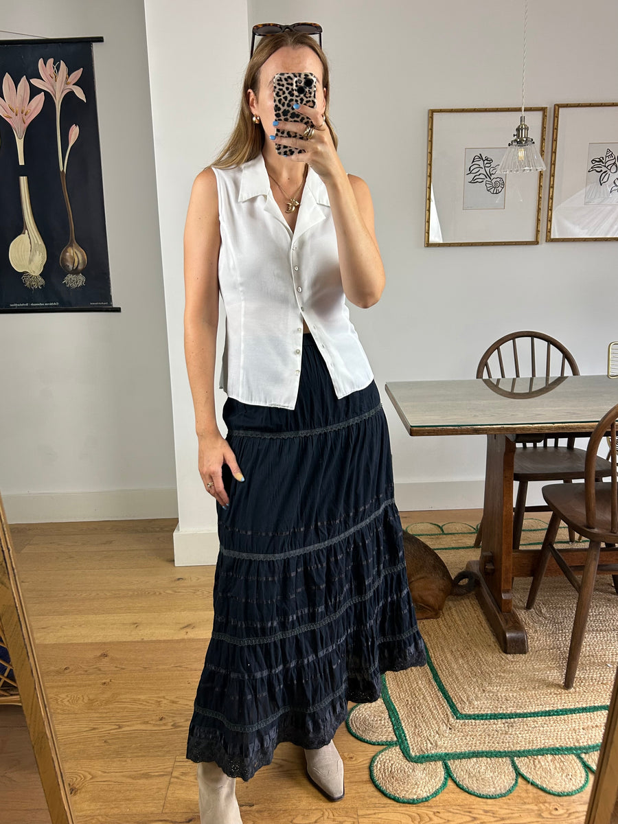 Black Tiered Skirt - UK 16-18