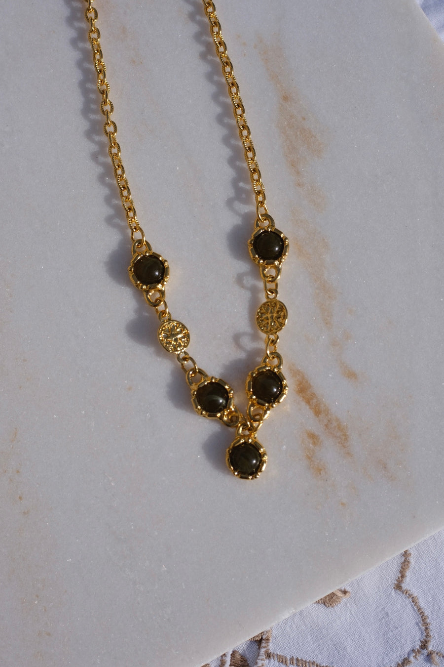 Green Stone Charm Necklace