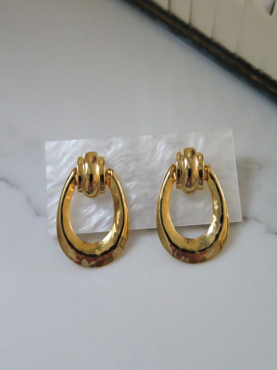 Gold Plated Small Door Knocker Earrings