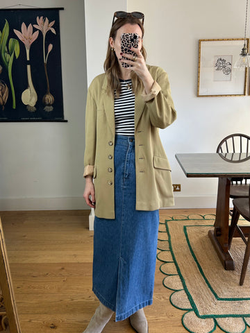 Green Ribbed Blazer - S