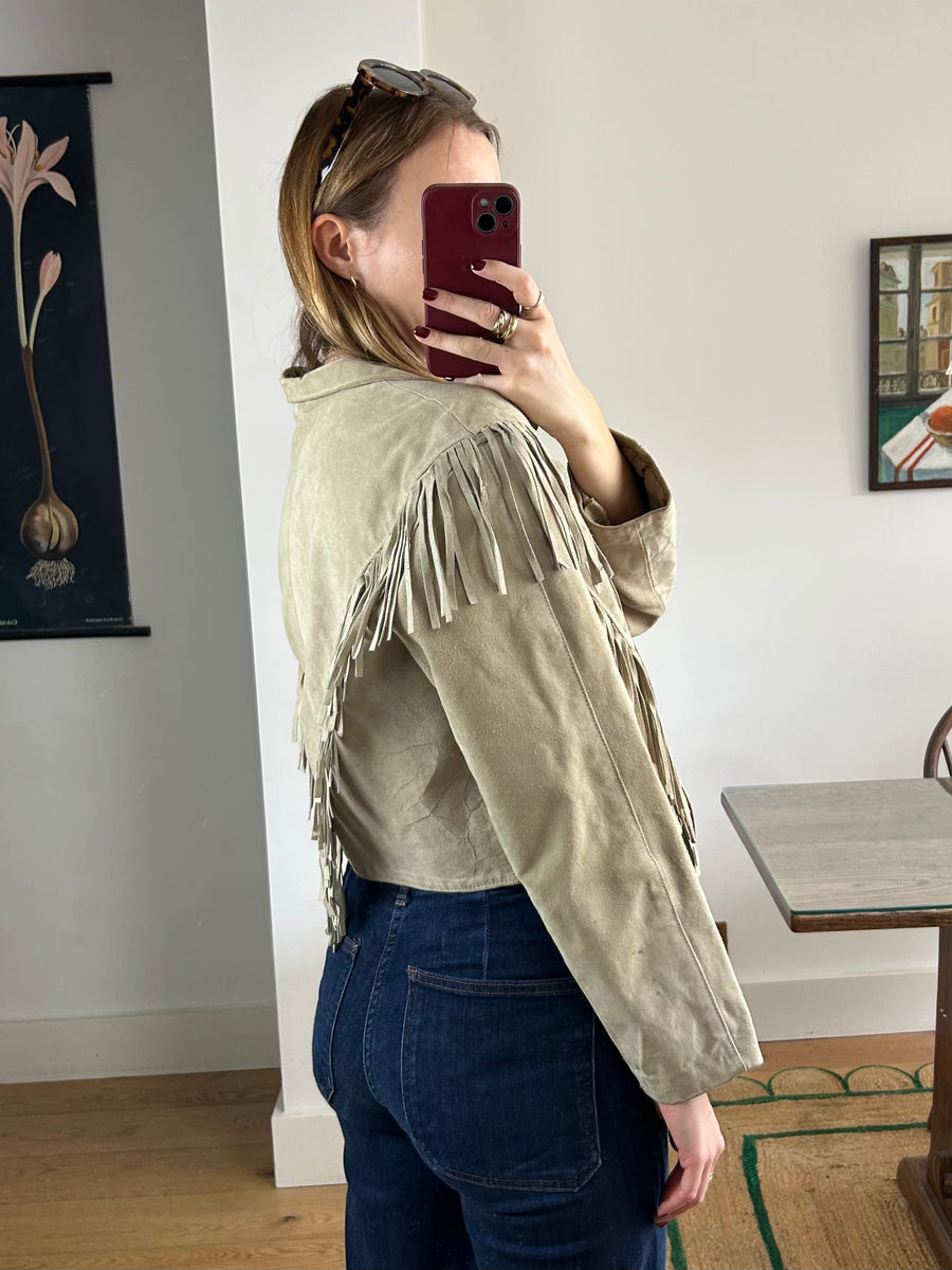 Cropped Suede Tassel Jacket - S-M