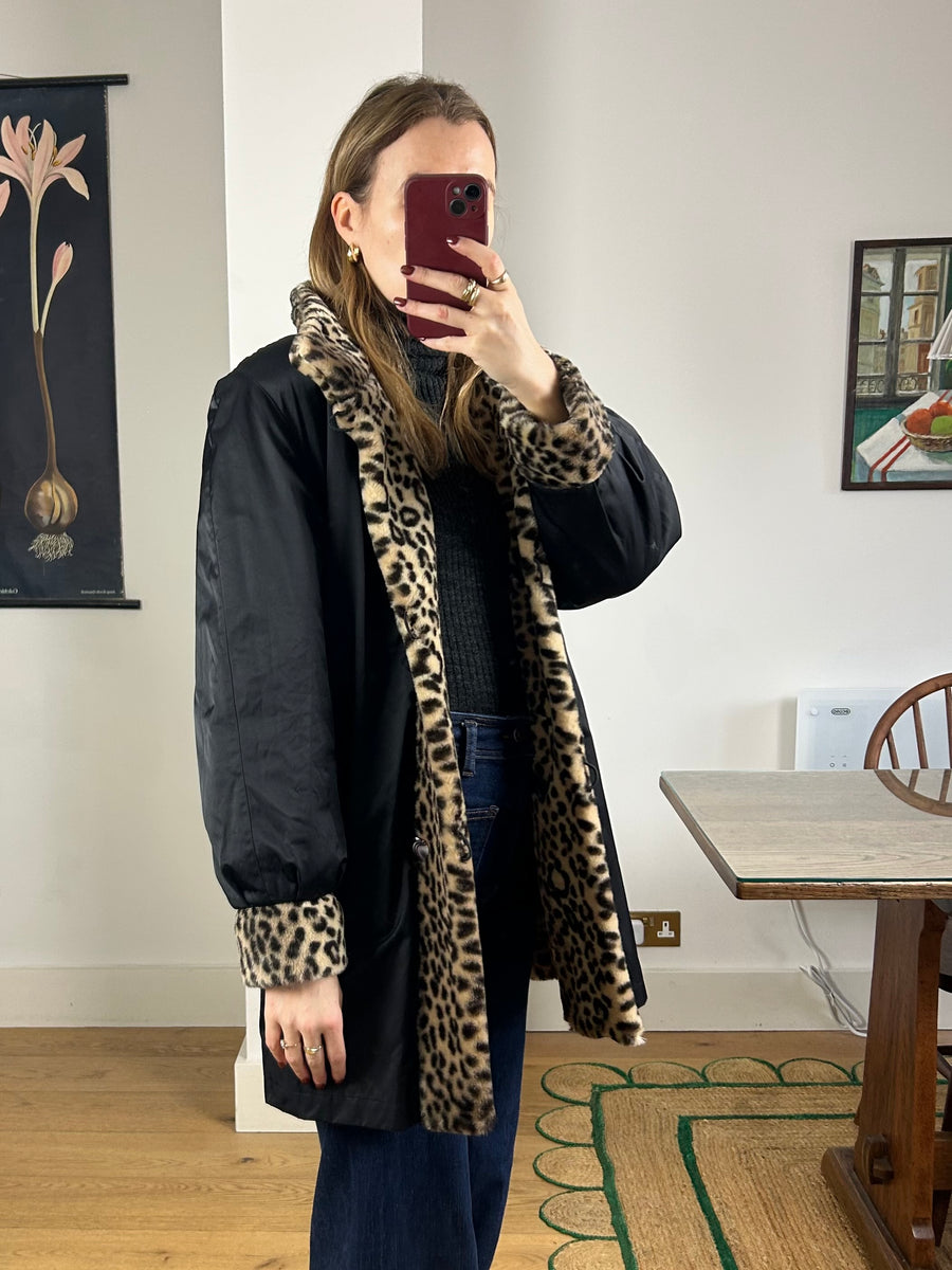 Reversible Leopard Coat - M