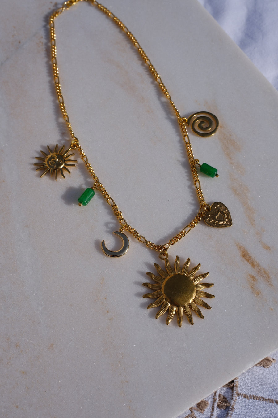 Sun Gold-Plated Charm Necklace