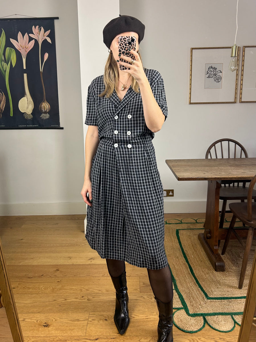 Black Check Dress - UK 10/12