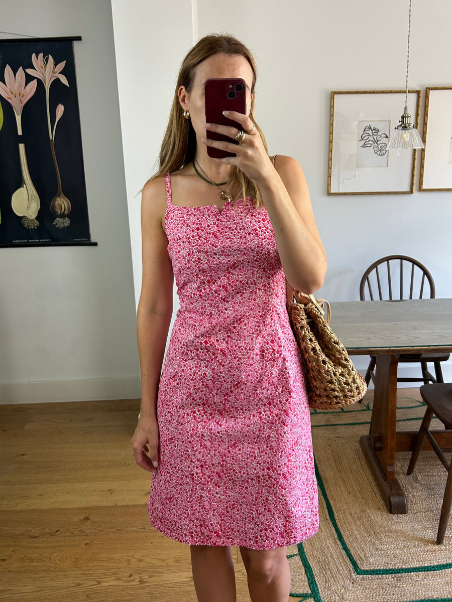 Pink Floral Mini Dress - UK 12