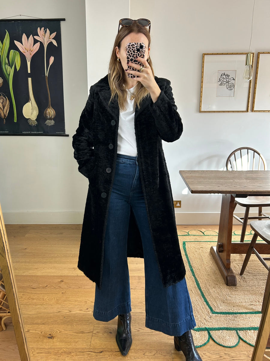 Black Faux Fur Coat - XS/S