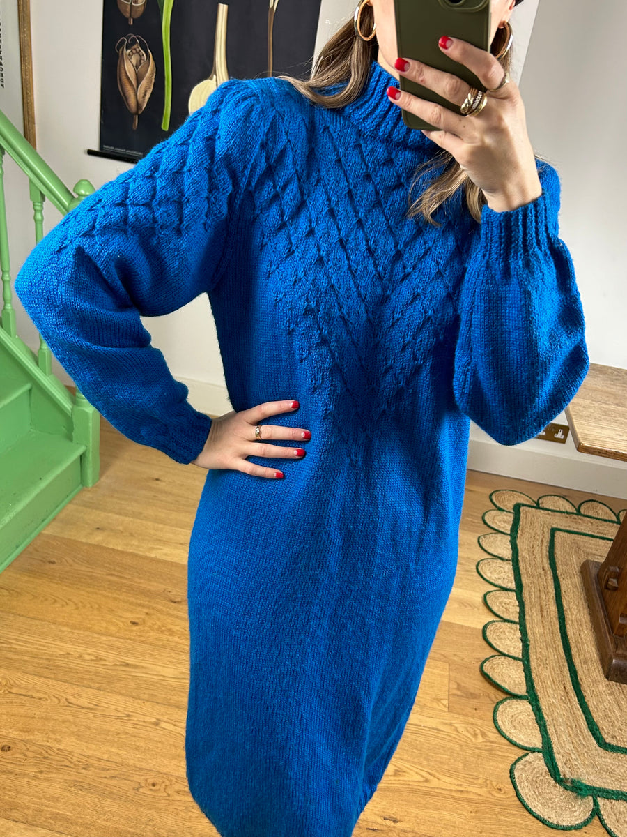 Blue Knit Jumper Dress - UK 10/12