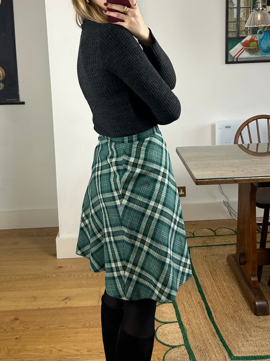 Green Check Skirt - UK 6/8
