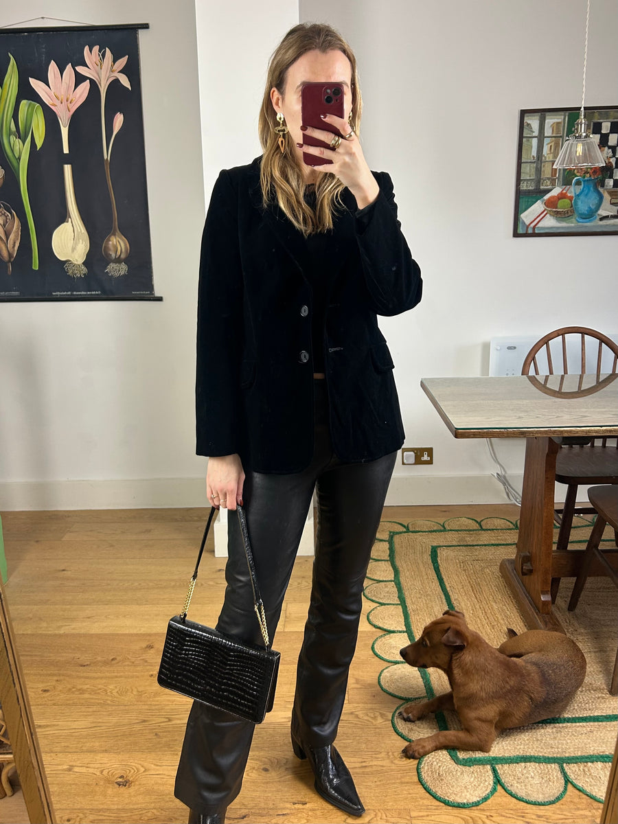 Black Velvet Blazer - S