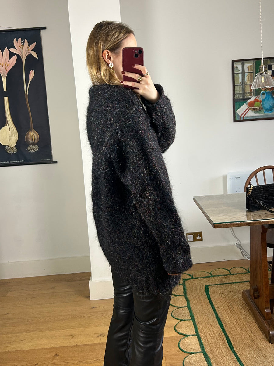 Black Mohair Cardigan - L