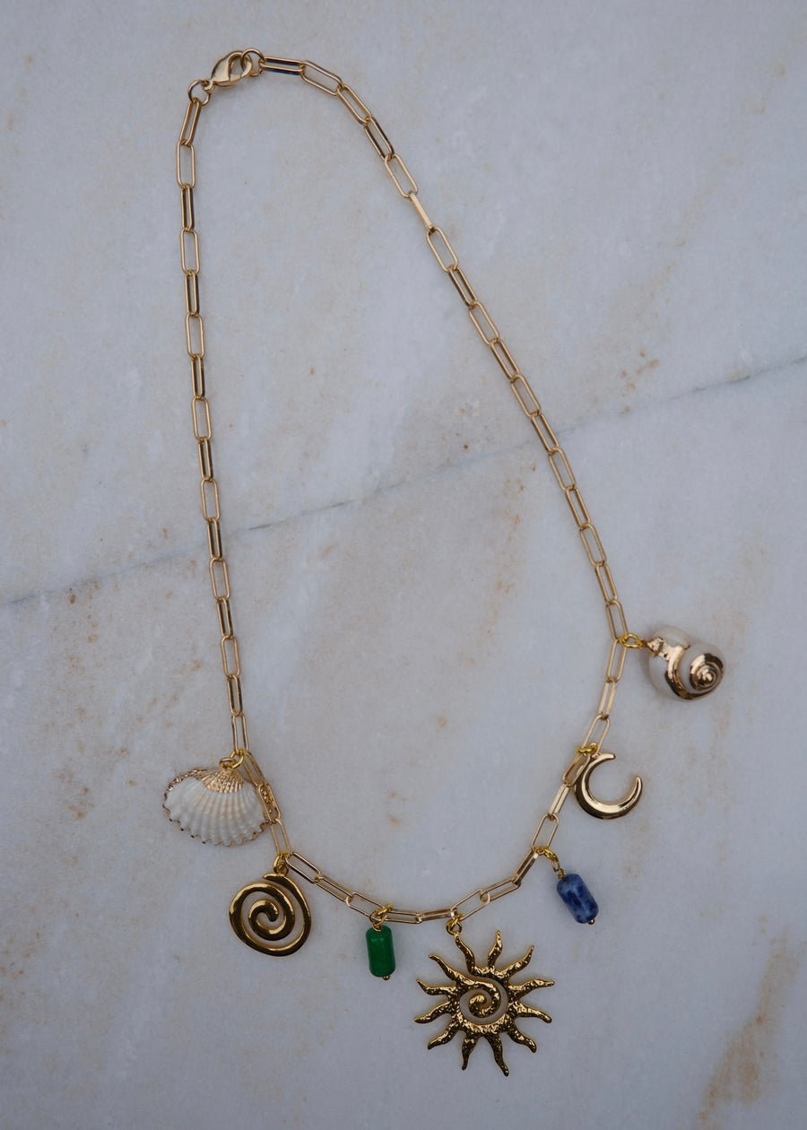 Sun & Shell Charm Necklace