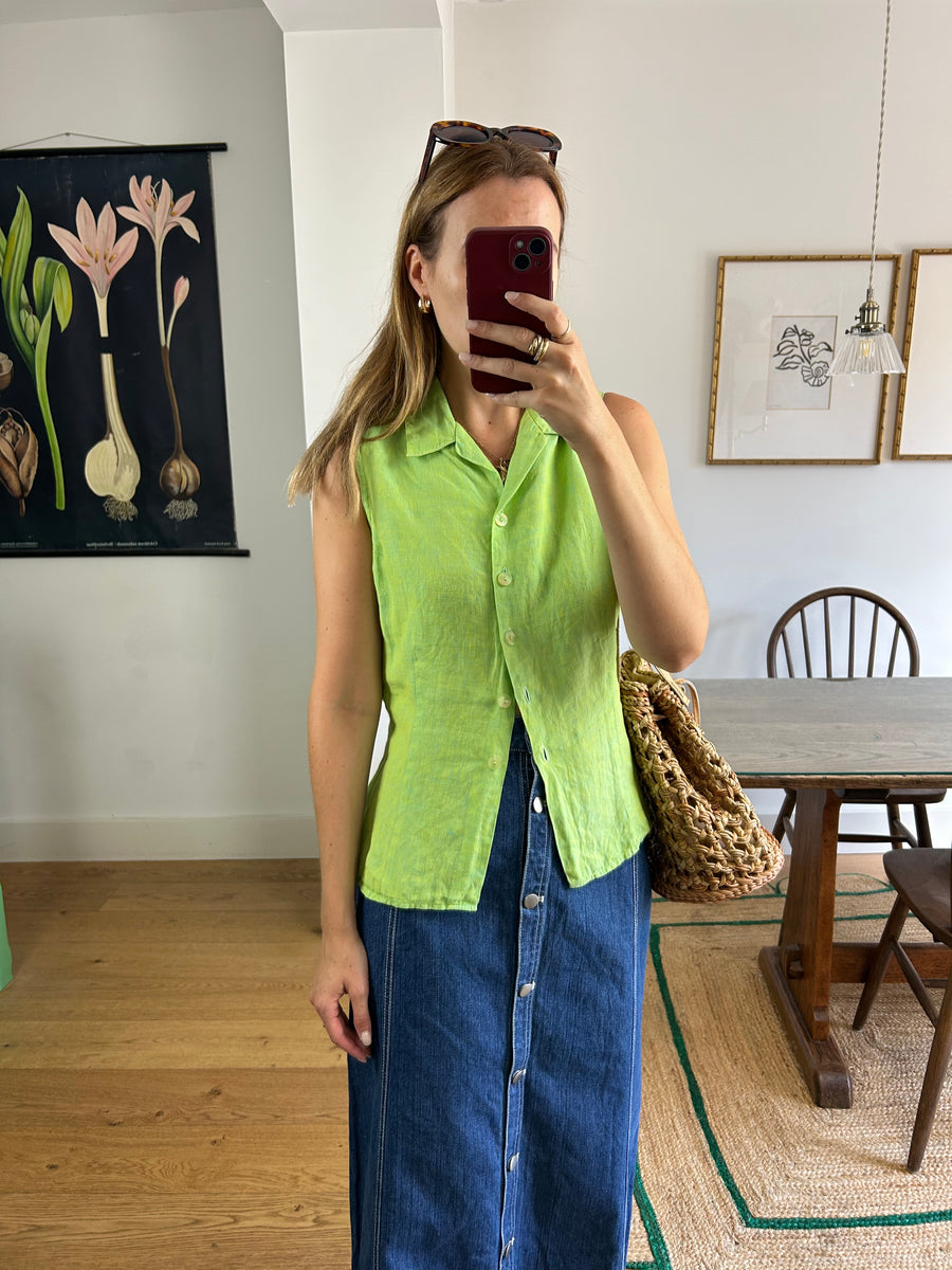 Green Linen Shirt - S/M