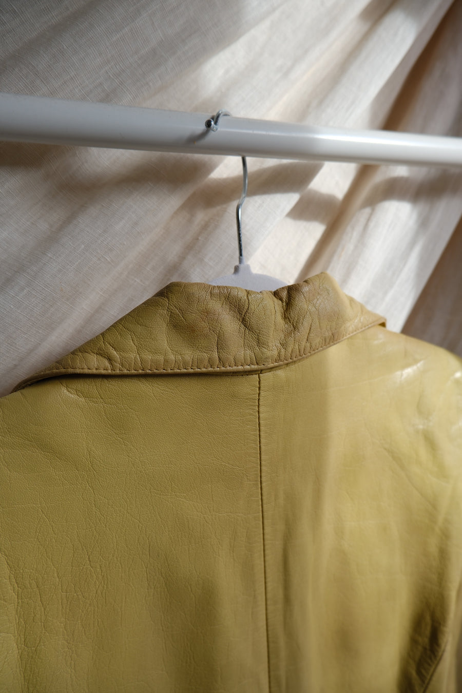 Yellow Leather Trench Coat - XS-S