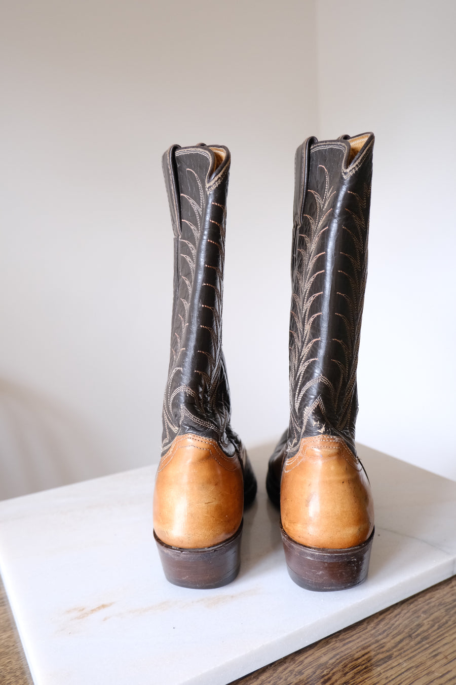 Black & Brown Cowboy Boots - UK 3