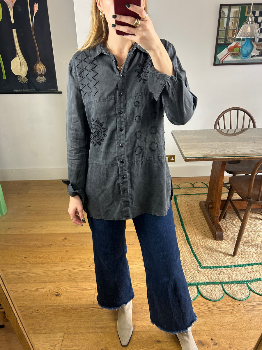 Linen Beaded Shirt - S