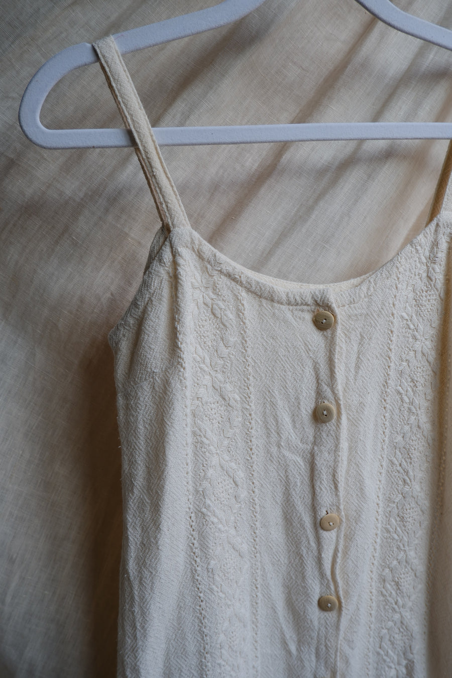 Cream Cotton Mini Dress - UK 8