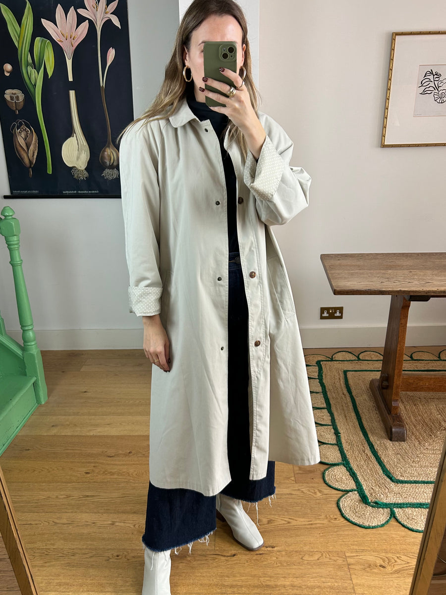 Polkadot Lined Trench Coat - M