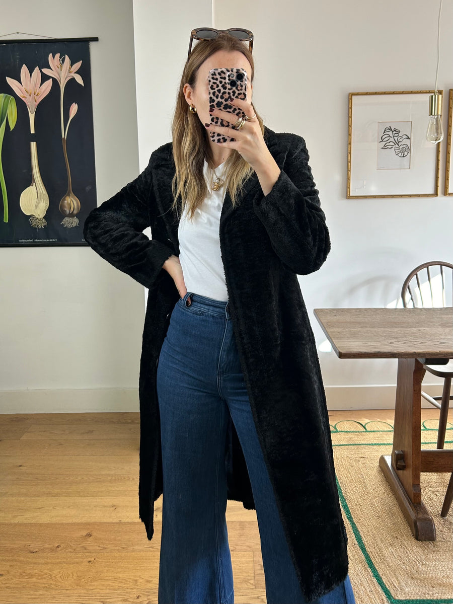 Black Faux Fur Coat - XS/S