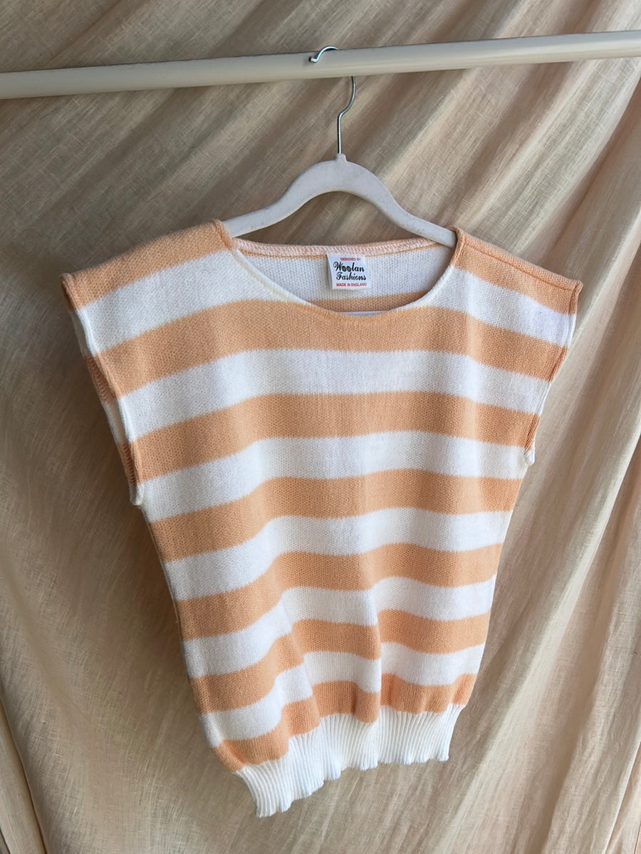 Peach Striped Knit Top - S