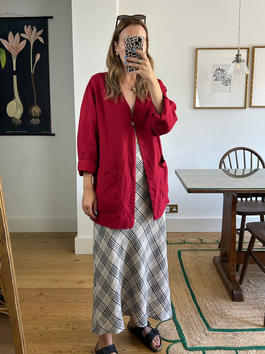 Red Linen Jacket - M