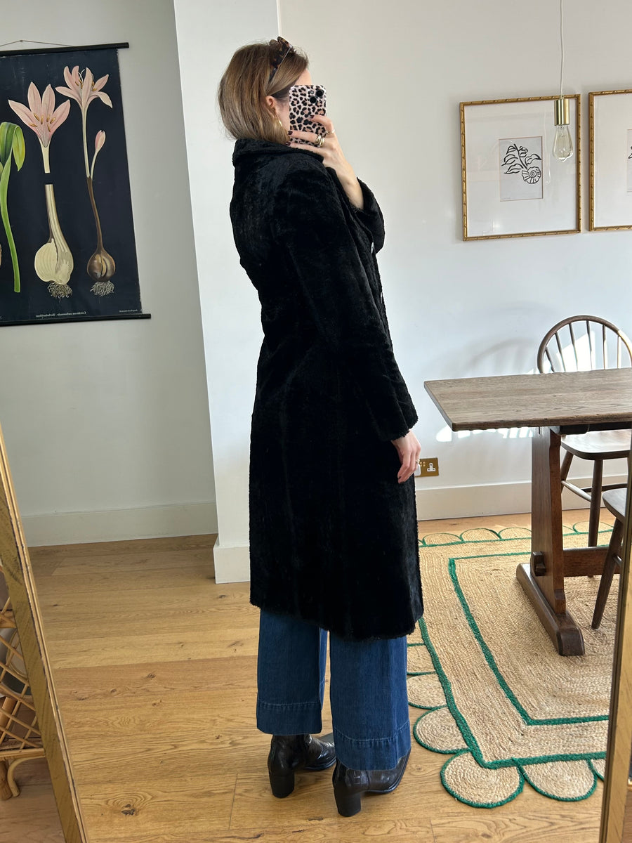 Black Faux Fur Coat - XS/S