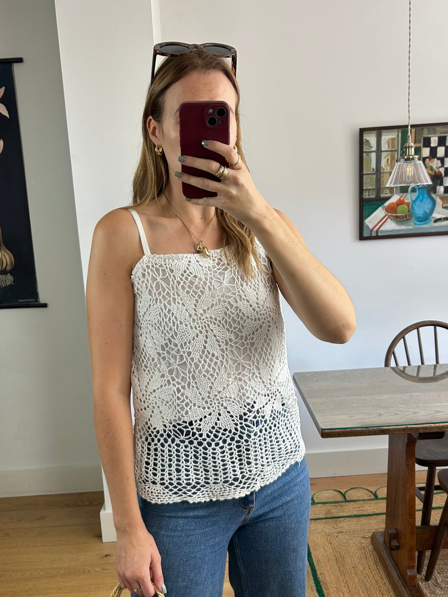 White Crochet Cami - S